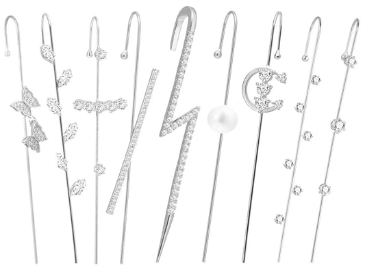 Ear Cuff Crawler Earrings for Women Helix Hook Earrings Wrap Snowflake Rhinestone Lightning Bolt Piercing Jewelry Trendy