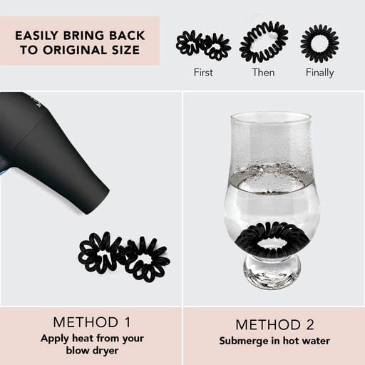 Kitsch Spiral Hair Ties for Women, Coil Hair Ties for Thick Hair, No Crease Hair Tie, Spiral Hair Ties No Damage, Hair Coils & Phone Cord Hair Ties for Thin Hair, Hair Ties Spiral, 8 pcs (Basics)