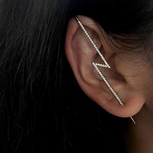 Ear Cuff Crawler Earrings for Women Helix Hook Earrings Wrap Snowflake Rhinestone Lightning Bolt Piercing Jewelry Trendy