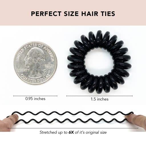 Kitsch Spiral Hair Ties for Women, Coil Hair Ties for Thick Hair, No Crease Hair Tie, Spiral Hair Ties No Damage, Hair Coils & Phone Cord Hair Ties for Thin Hair, Hair Ties Spiral, 8 pcs (Basics)