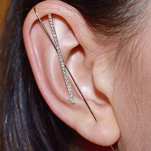 Ear Cuff Crawler Earrings for Women Helix Hook Earrings Wrap Snowflake Rhinestone Lightning Bolt Piercing Jewelry Trendy