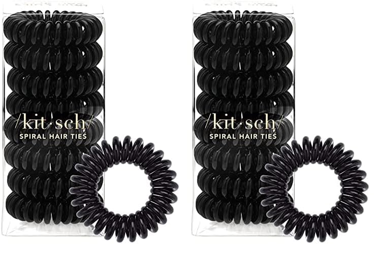 Kitsch Spiral Hair Ties for Women, Coil Hair Ties for Thick Hair, No Crease Hair Tie, Spiral Hair Ties No Damage, Hair Coils & Phone Cord Hair Ties for Thin Hair, Hair Ties Spiral, 8 pcs (Basics)