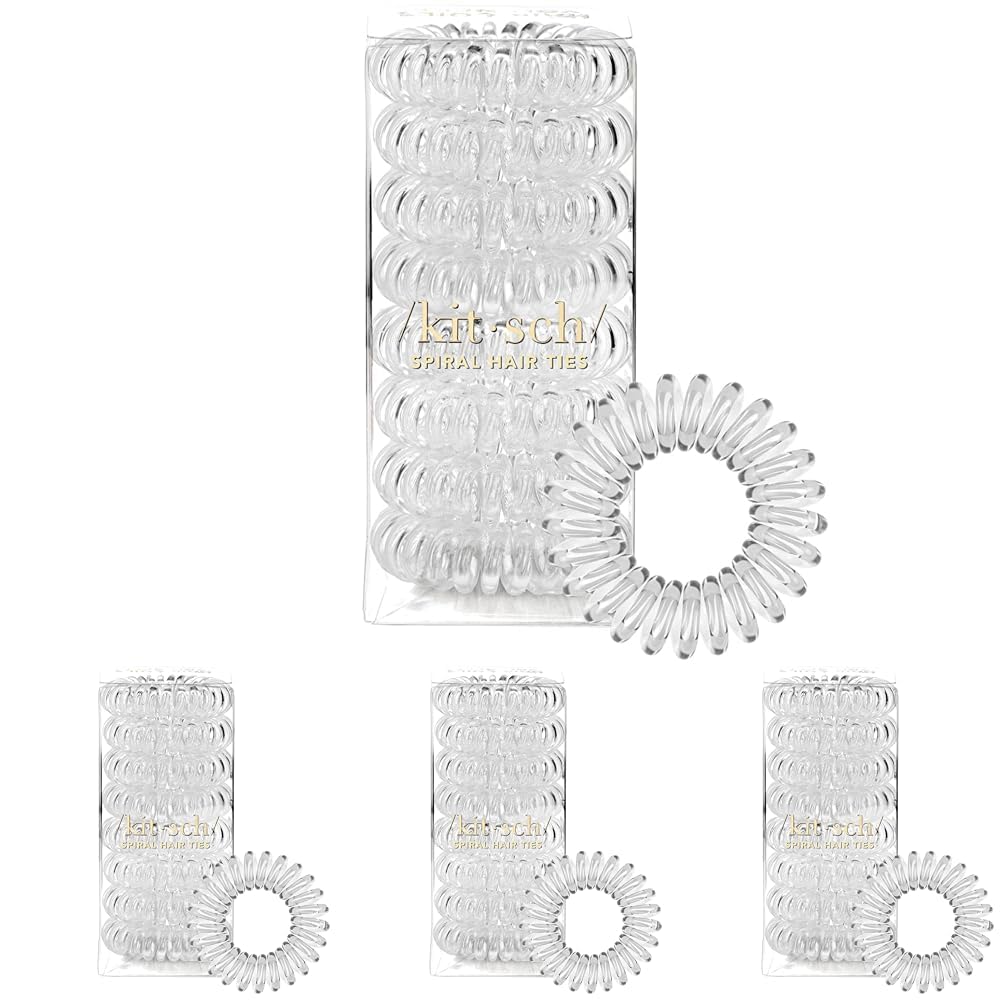 Kitsch Spiral Hair Ties for Women, Coil Hair Ties for Thick Hair, No Crease Hair Tie, Spiral Hair Ties No Damage, Hair Coils & Phone Cord Hair Ties for Thin Hair, Hair Ties Spiral, 8 pcs (Basics)
