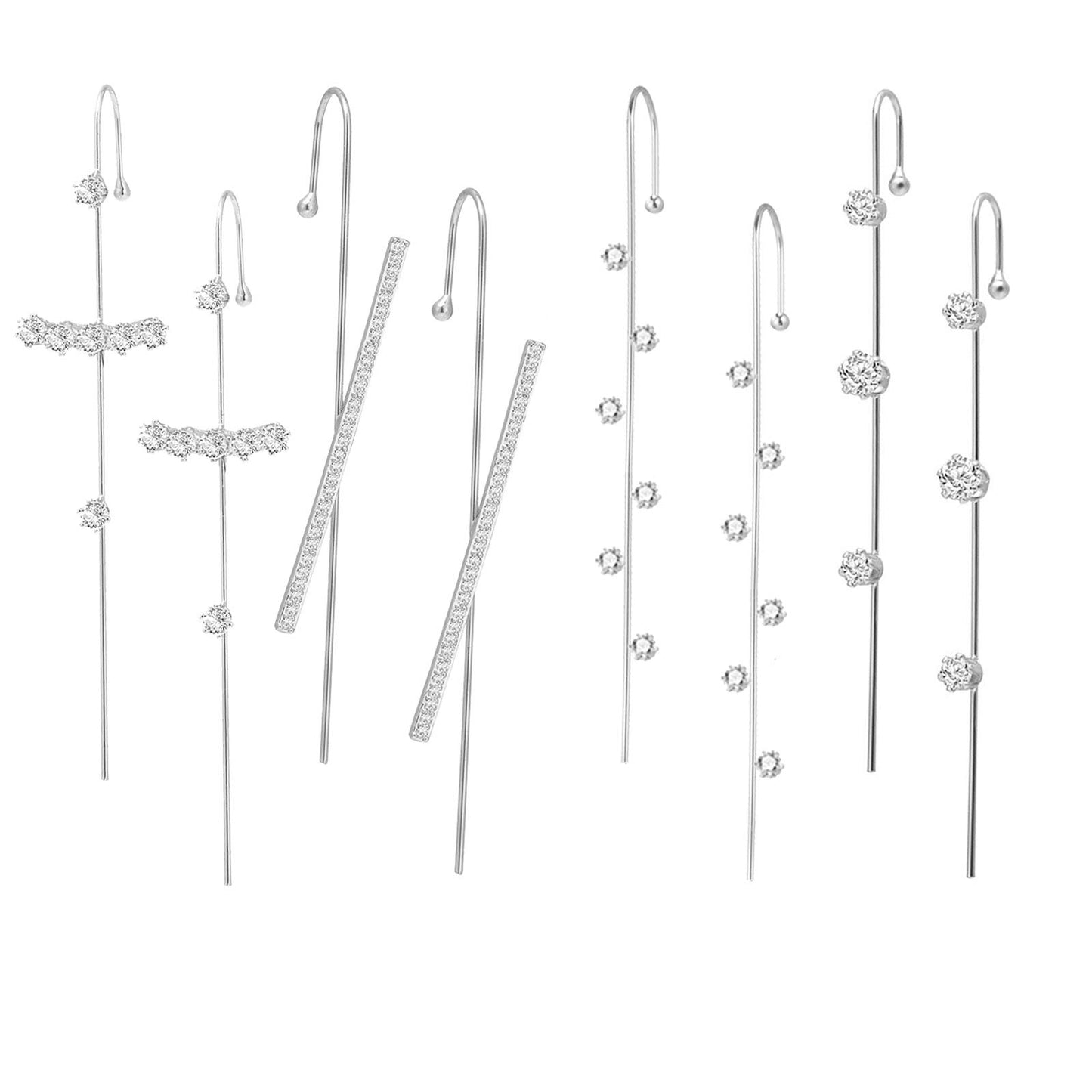 Ear Cuff Crawler Earrings for Women Helix Hook Earrings Wrap Snowflake Rhinestone Lightning Bolt Piercing Jewelry Trendy