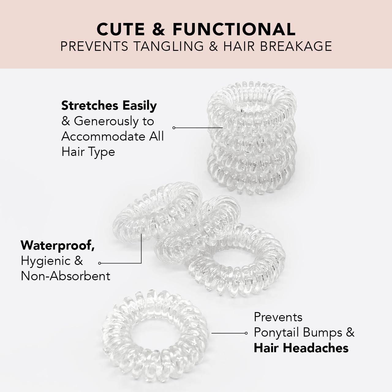 Kitsch Spiral Hair Ties for Women, Coil Hair Ties for Thick Hair, No Crease Hair Tie, Spiral Hair Ties No Damage, Hair Coils & Phone Cord Hair Ties for Thin Hair, Hair Ties Spiral, 8 pcs (Basics)