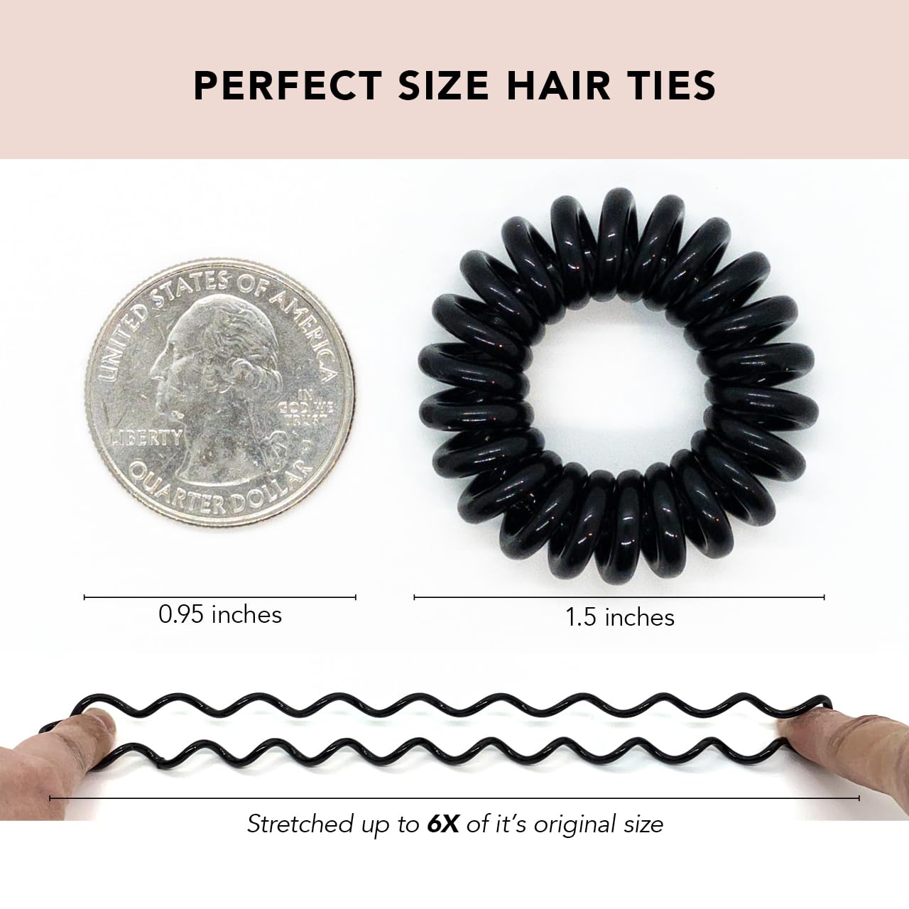 Kitsch Spiral Hair Ties for Women, Coil Hair Ties for Thick Hair, No Crease Hair Tie, Spiral Hair Ties No Damage, Hair Coils & Phone Cord Hair Ties for Thin Hair, Hair Ties Spiral, 8 pcs (Basics)