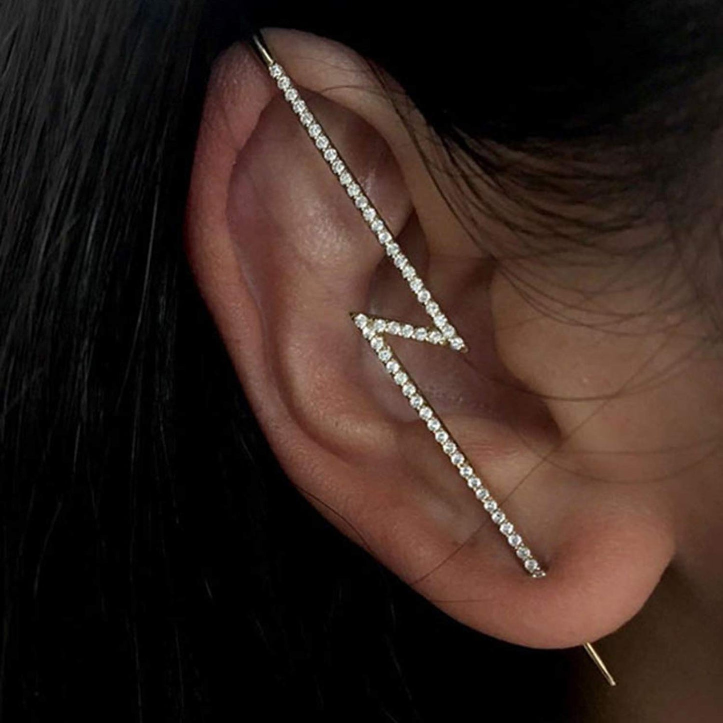 Ear Cuff Crawler Earrings for Women Helix Hook Earrings Wrap Snowflake Rhinestone Lightning Bolt Piercing Jewelry Trendy