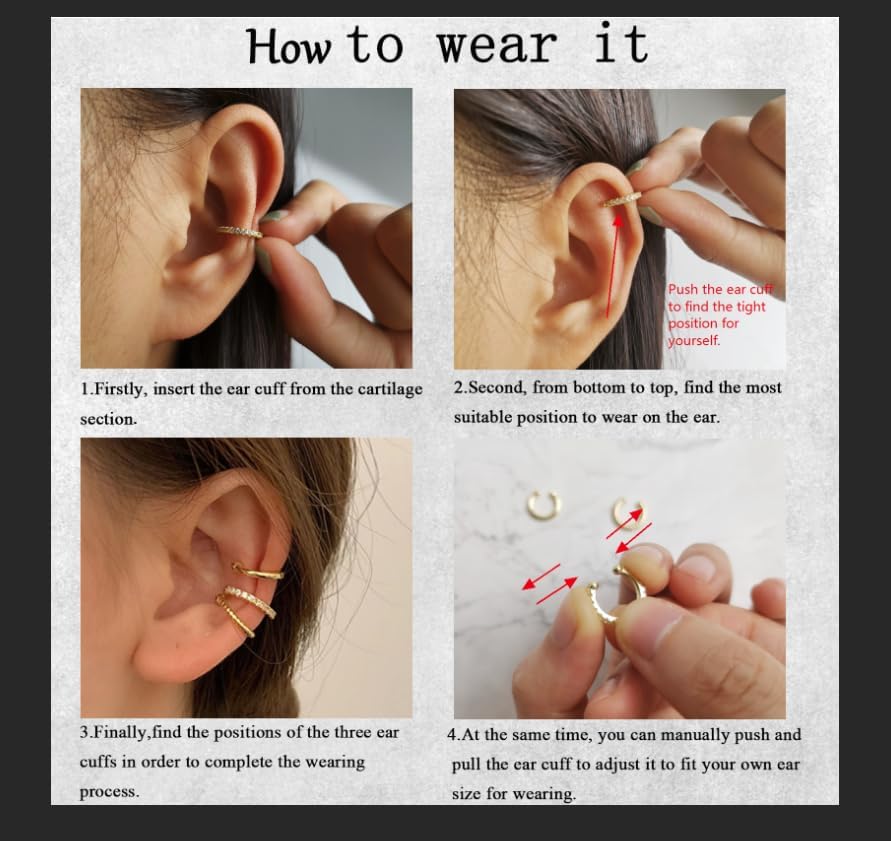 Ear Cuff Crawler Earrings for Women Helix Hook Earrings Wrap Snowflake Rhinestone Lightning Bolt Piercing Jewelry Trendy