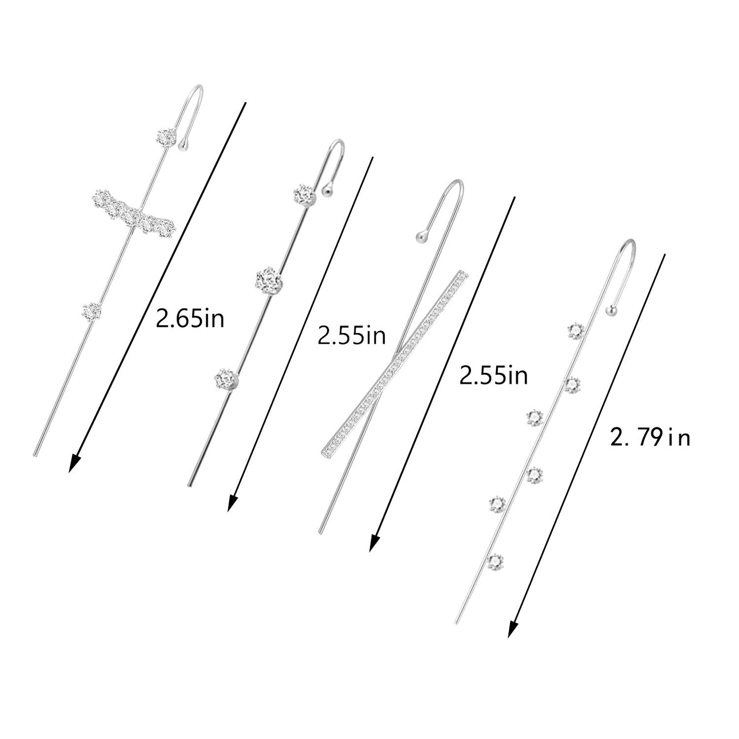 Ear Cuff Crawler Earrings for Women Helix Hook Earrings Wrap Snowflake Rhinestone Lightning Bolt Piercing Jewelry Trendy