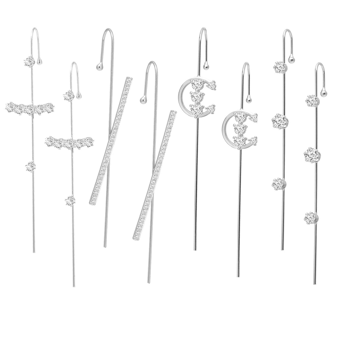 Ear Cuff Crawler Earrings for Women Helix Hook Earrings Wrap Snowflake Rhinestone Lightning Bolt Piercing Jewelry Trendy