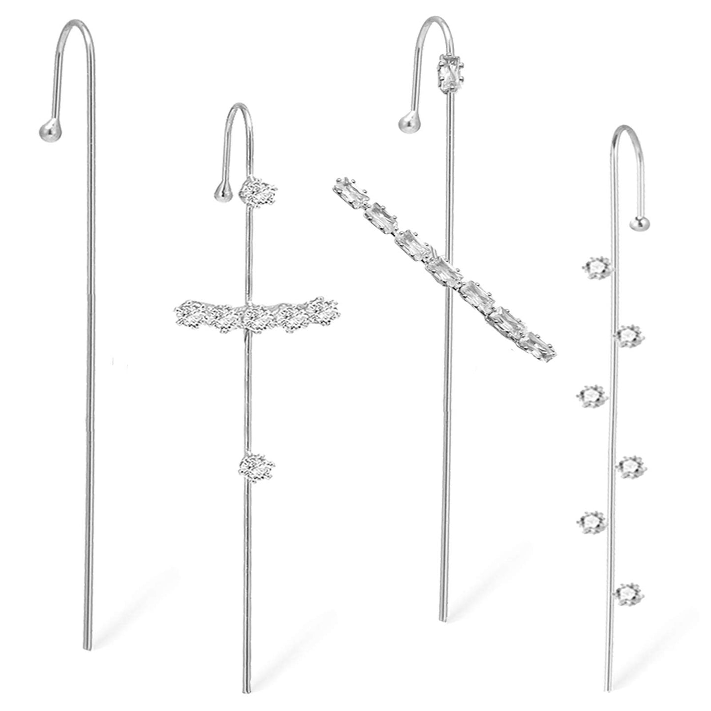 Ear Cuff Crawler Earrings for Women Helix Hook Earrings Wrap Snowflake Rhinestone Lightning Bolt Piercing Jewelry Trendy