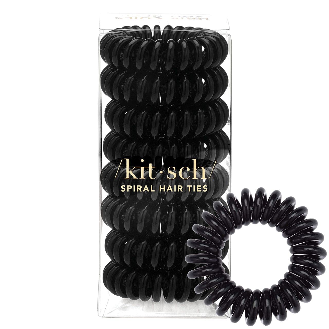 Kitsch Spiral Hair Ties for Women, Coil Hair Ties for Thick Hair, No Crease Hair Tie, Spiral Hair Ties No Damage, Hair Coils & Phone Cord Hair Ties for Thin Hair, Hair Ties Spiral, 8 pcs (Basics)