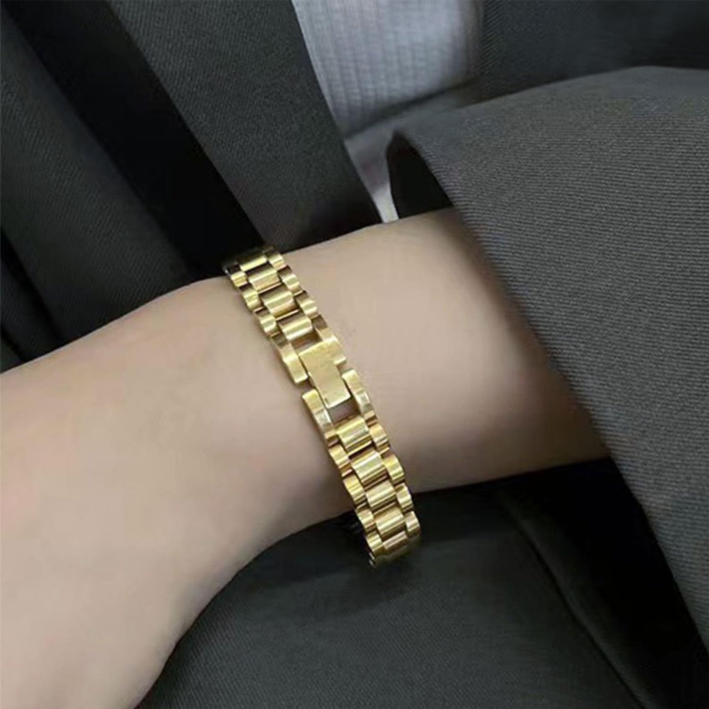 A D. ALLEN & DANMI. 18 K Gold Plated Love Bangle Bracelet Set Flexible Wide Wristband Bangle Bangle Set for Love