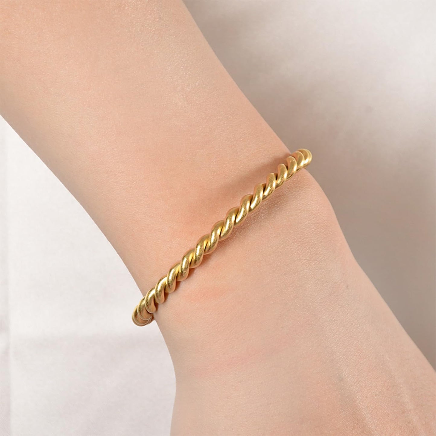 A D. ALLEN & DANMI. 18 K Gold Plated Love Bangle Bracelet Set Flexible Wide Wristband Bangle Bangle Set for Love
