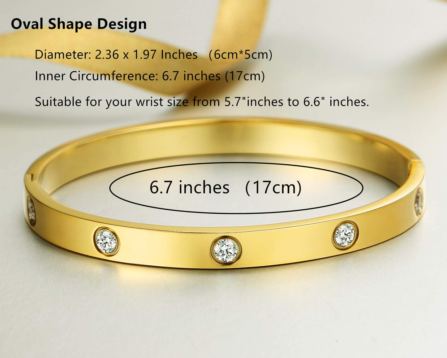 A D. ALLEN & DANMI. 18 K Gold Plated Love Bangle Bracelet Set Flexible Wide Wristband Bangle Bangle Set for Love