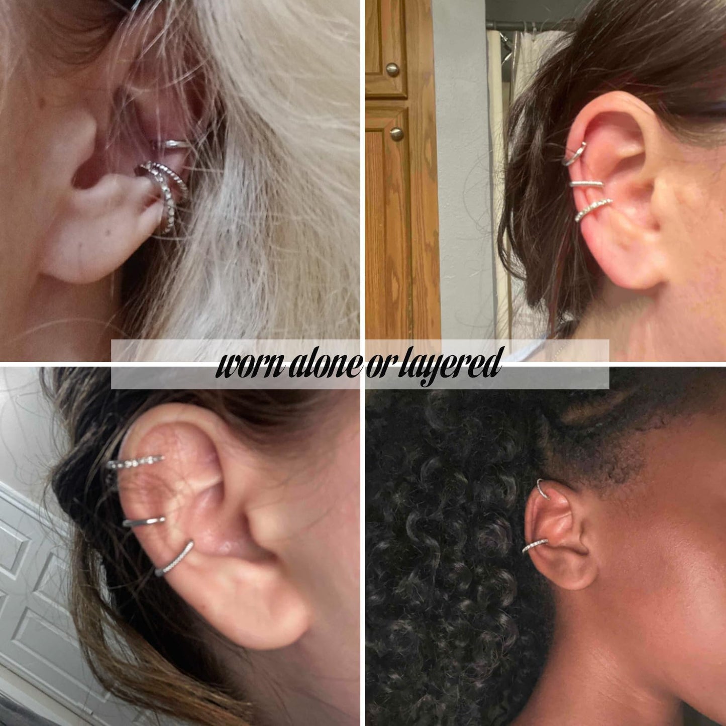 Ear Cuff Crawler Earrings for Women Helix Hook Earrings Wrap Snowflake Rhinestone Lightning Bolt Piercing Jewelry Trendy