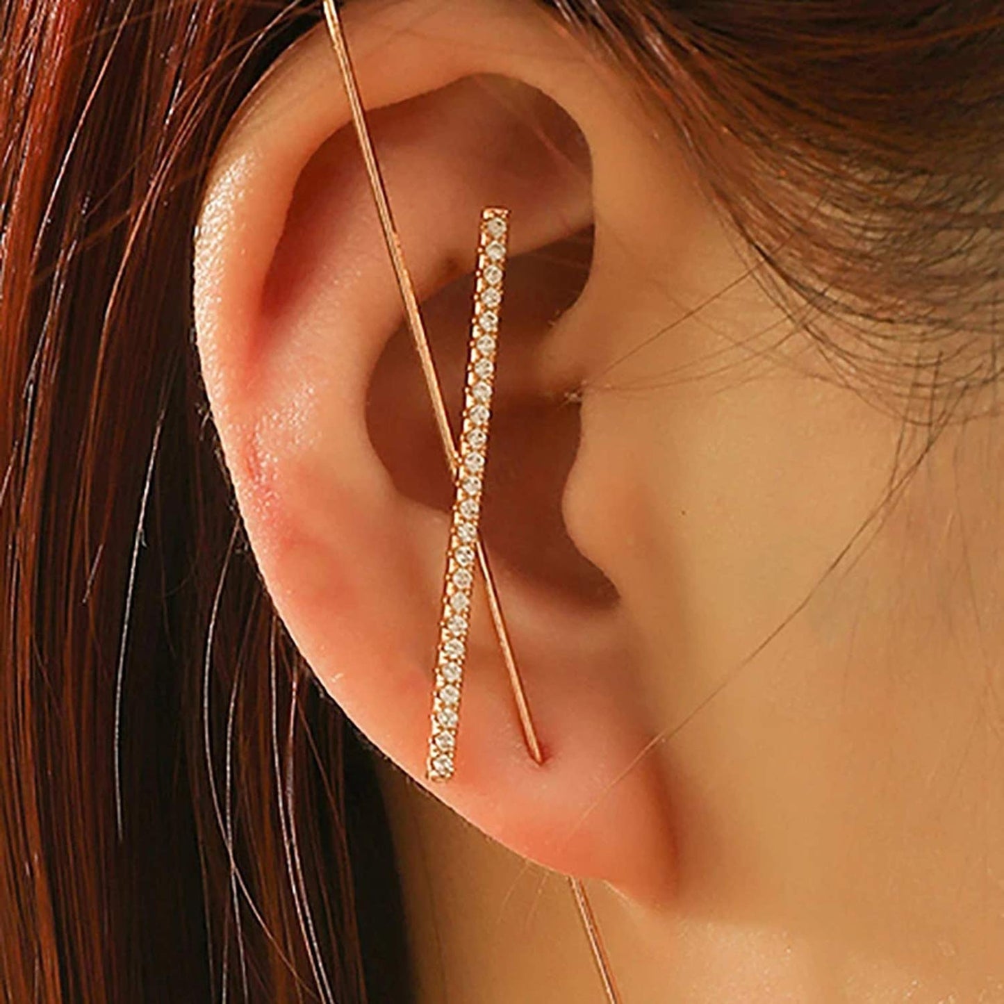 Ear Cuff Crawler Earrings for Women Helix Hook Earrings Wrap Snowflake Rhinestone Lightning Bolt Piercing Jewelry Trendy