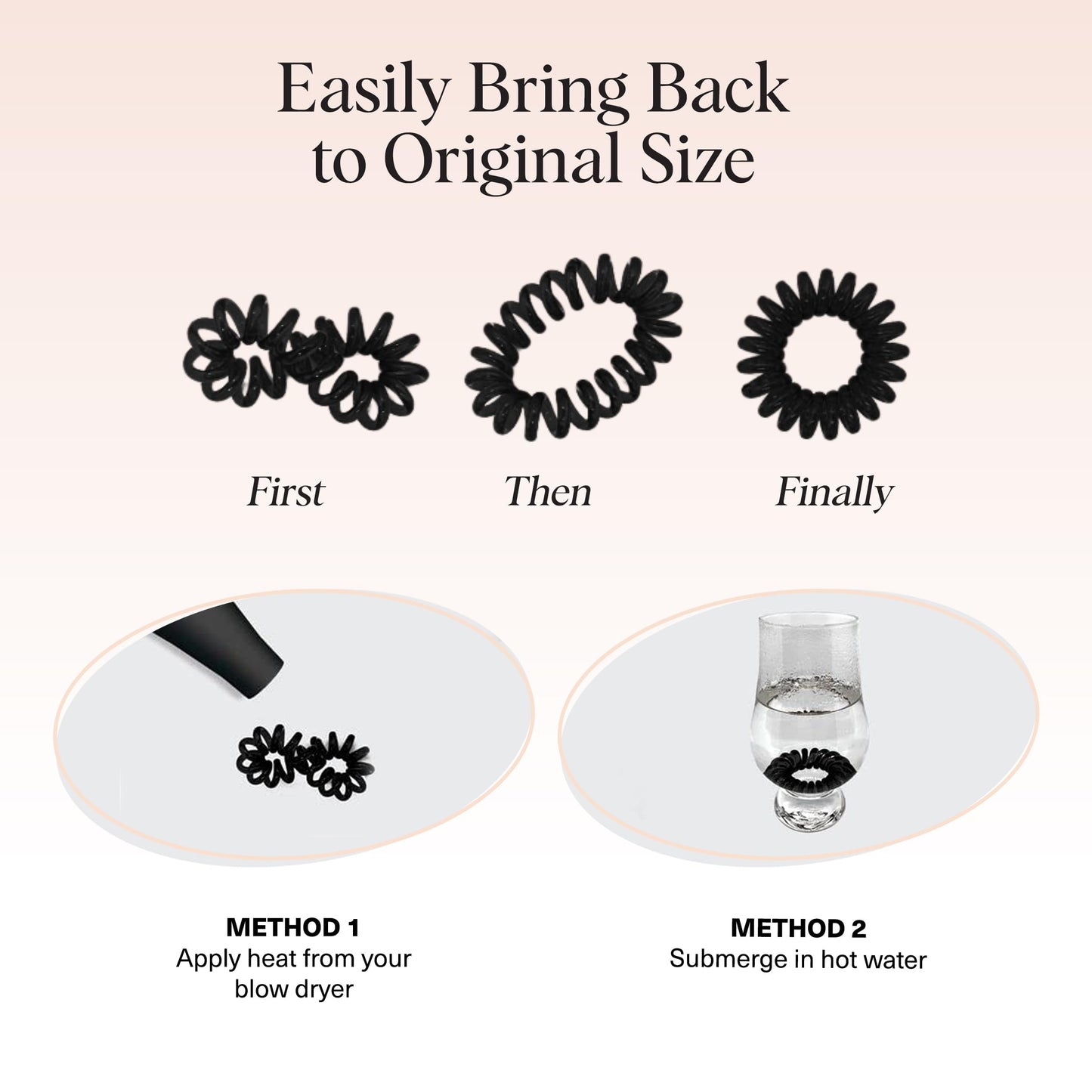 Kitsch Spiral Hair Ties for Women, Coil Hair Ties for Thick Hair, No Crease Hair Tie, Spiral Hair Ties No Damage, Hair Coils & Phone Cord Hair Ties for Thin Hair, Hair Ties Spiral, 8 pcs (Basics)