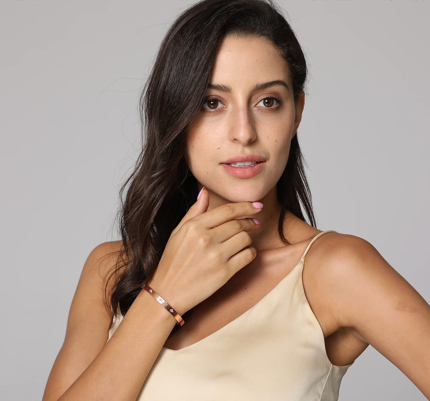 A D. ALLEN & DANMI. 18 K Gold Plated Love Bangle Bracelet Set Flexible Wide Wristband Bangle Bangle Set for Love