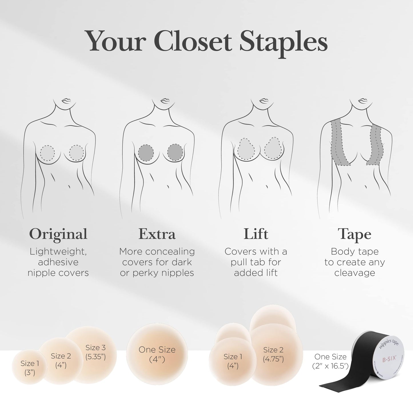 Nippies Nipple Covers for Women - Sticky Adhesive Silicone Pasties - Reusable Pasty Nipple Cover with Travel Box