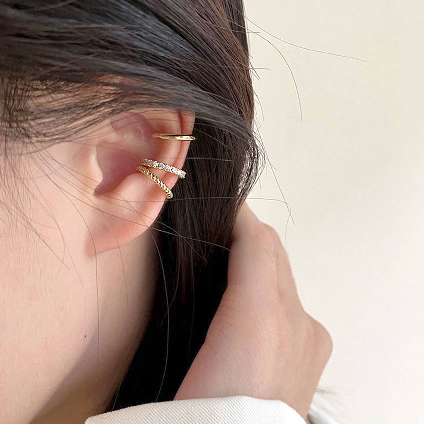 Ear Cuff Crawler Earrings for Women Helix Hook Earrings Wrap Snowflake Rhinestone Lightning Bolt Piercing Jewelry Trendy