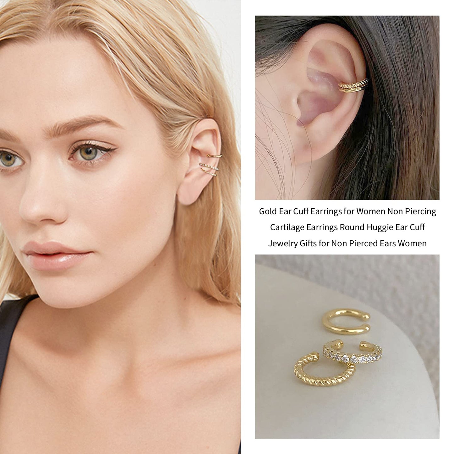 Ear Cuff Crawler Earrings for Women Helix Hook Earrings Wrap Snowflake Rhinestone Lightning Bolt Piercing Jewelry Trendy