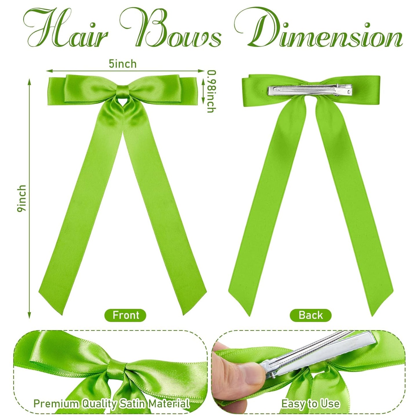 30 Pcs Satin Hair Bows Bulk for Women Silky Satin Hair Clip Bow Knot Ponytail Holder Slides with Long Tails French Barrette Metal Clips Pins Ribbon Accessories