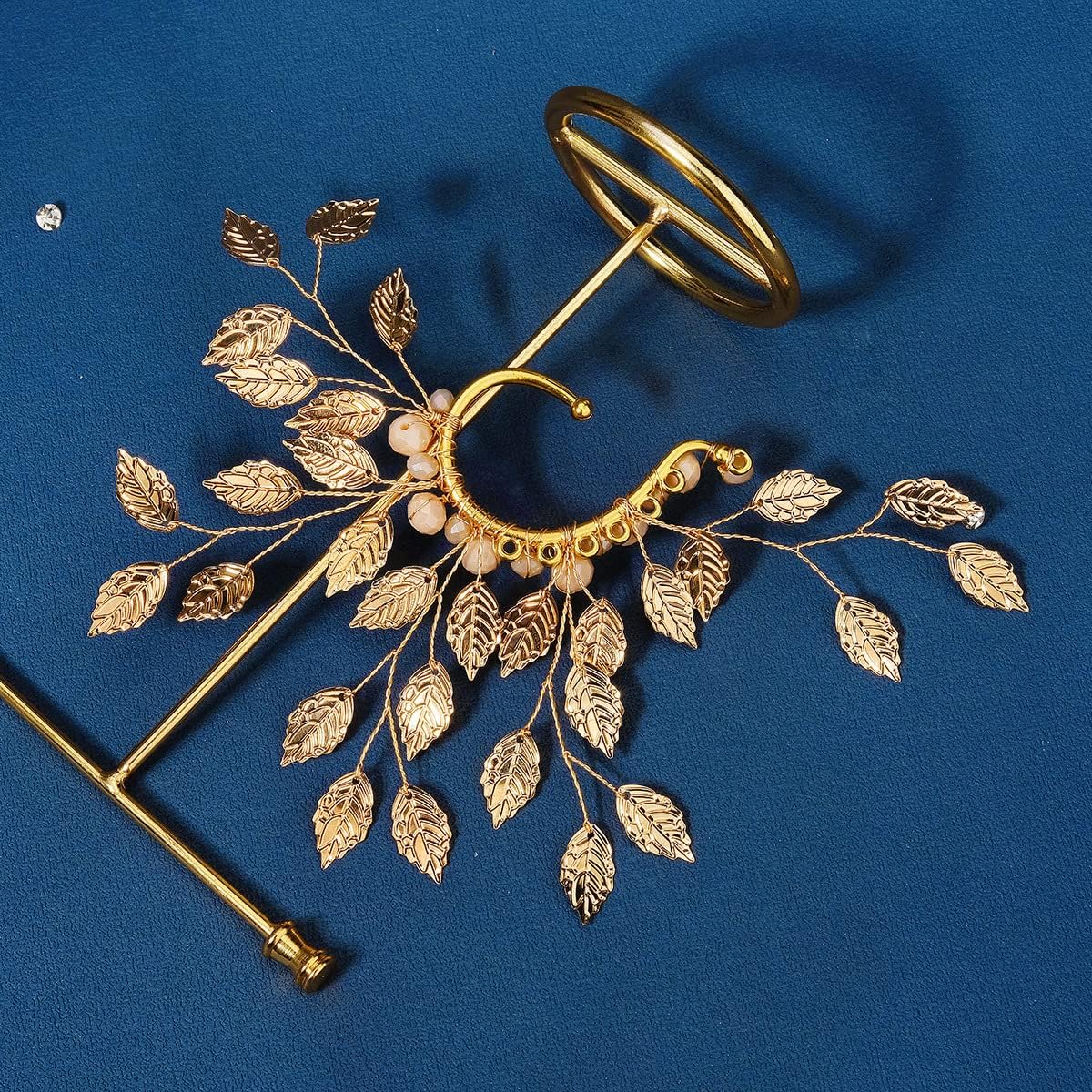 Elf Ear Cuff Fairy Single Left Handmade Non Piercing Earring for Women (Golden Leaves)