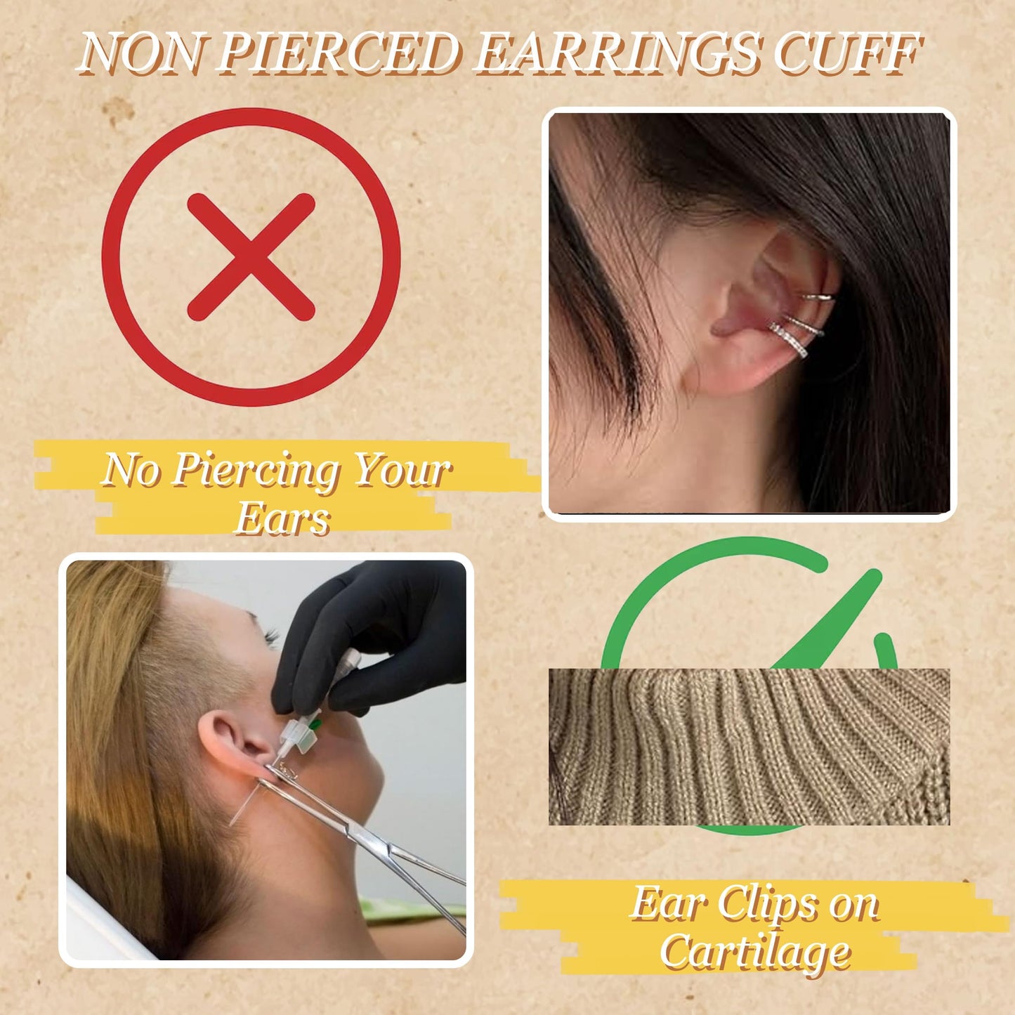 Ear Cuff Crawler Earrings for Women Helix Hook Earrings Wrap Snowflake Rhinestone Lightning Bolt Piercing Jewelry Trendy