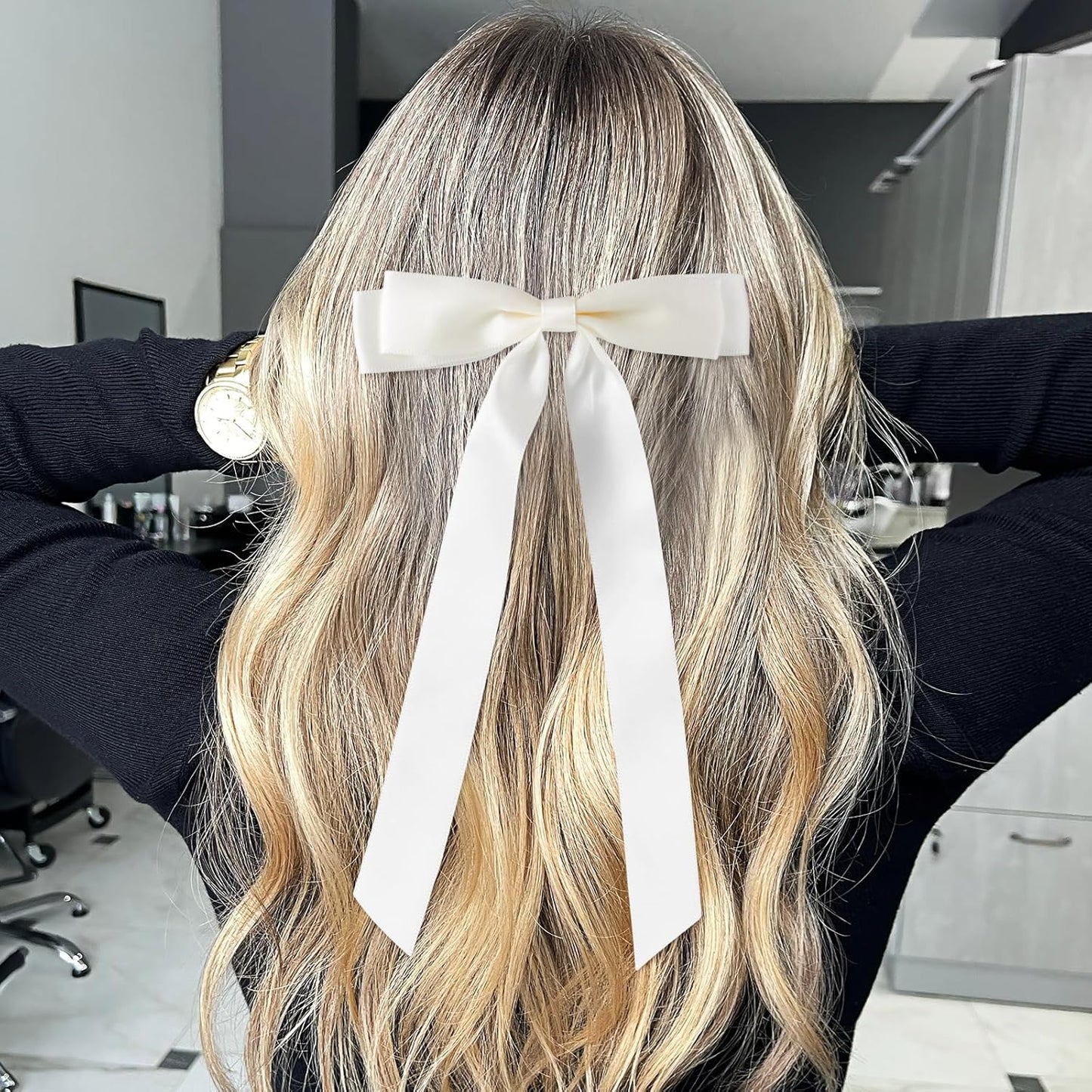 30 Pcs Satin Hair Bows Bulk for Women Silky Satin Hair Clip Bow Knot Ponytail Holder Slides with Long Tails French Barrette Metal Clips Pins Ribbon Accessories