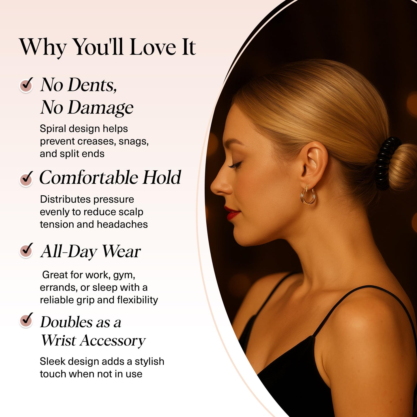 Kitsch Spiral Hair Ties for Women, Coil Hair Ties for Thick Hair, No Crease Hair Tie, Spiral Hair Ties No Damage, Hair Coils & Phone Cord Hair Ties for Thin Hair, Hair Ties Spiral, 8 pcs (Basics)