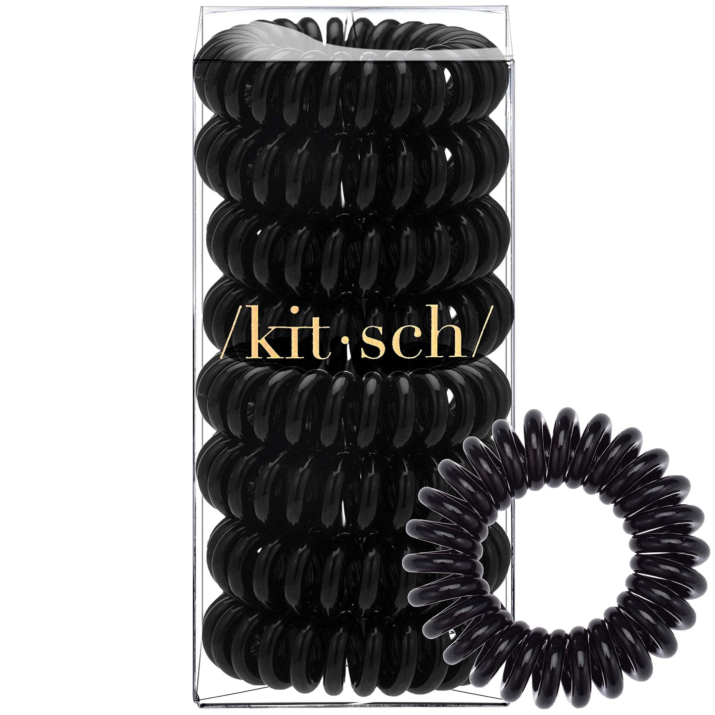 Kitsch Spiral Hair Ties for Women, Coil Hair Ties for Thick Hair, No Crease Hair Tie, Spiral Hair Ties No Damage, Hair Coils & Phone Cord Hair Ties for Thin Hair, Hair Ties Spiral, 8 pcs (Basics)