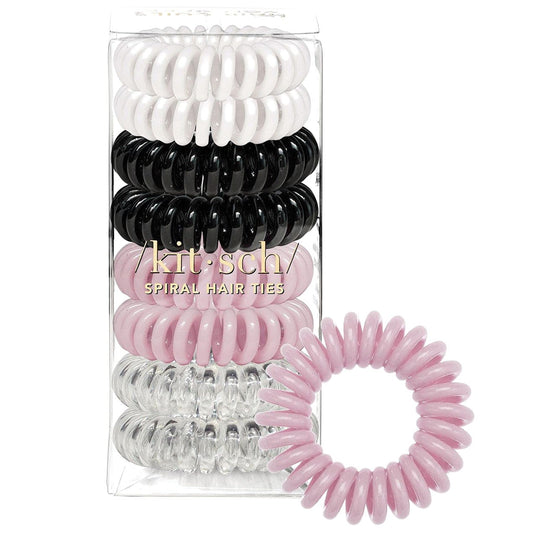 Kitsch Spiral Hair Ties for Women, Coil Hair Ties for Thick Hair, No Crease Hair Tie, Spiral Hair Ties No Damage, Hair Coils & Phone Cord Hair Ties for Thin Hair, Hair Ties Spiral, 8 pcs (Basics)