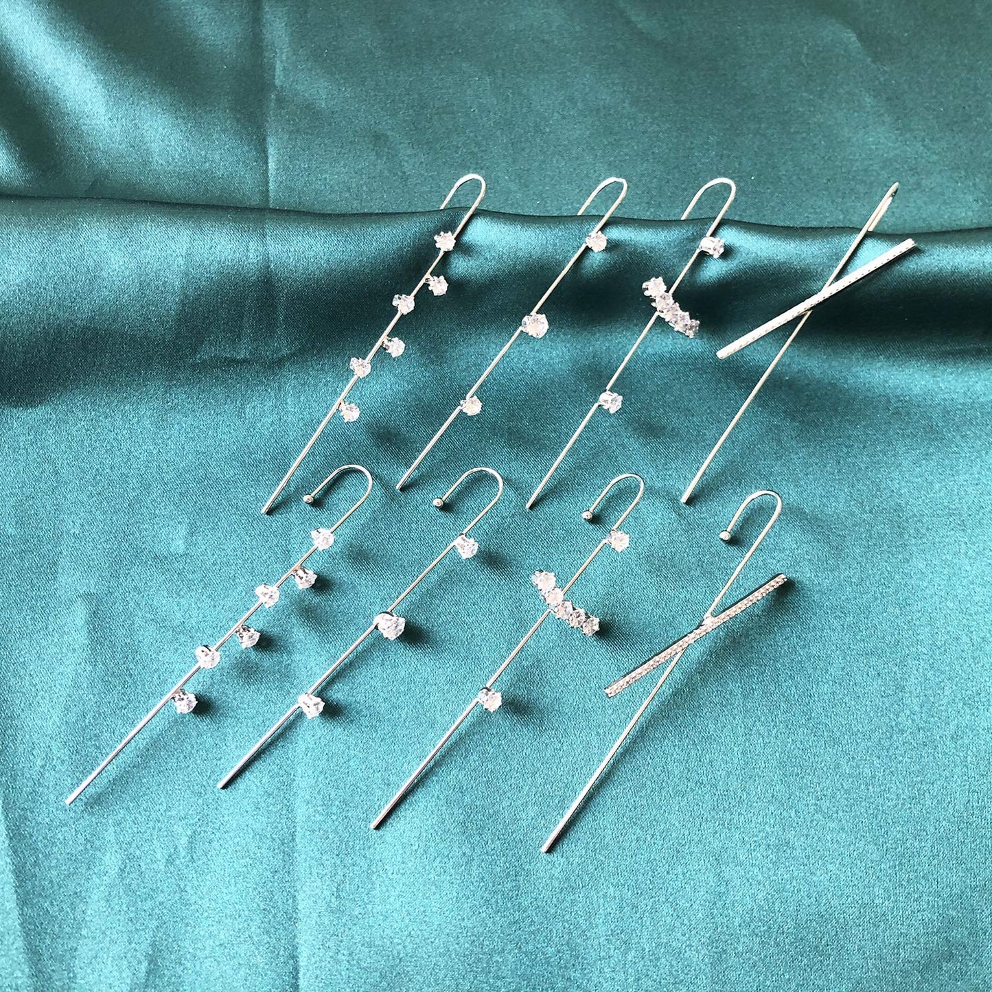 Ear Cuff Crawler Earrings for Women Helix Hook Earrings Wrap Snowflake Rhinestone Lightning Bolt Piercing Jewelry Trendy